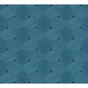 Geometryczna tapeta z włókniny w odcieniach niebieskiego