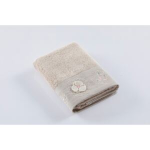 Beżowy ręcznik bawełniany Bella Maison Flower, 50x90 cm