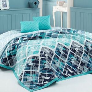 BedTex Narzuta na łóżko Riwiera turkusowy, 220 x 240 cm, 2x 40 x 40 cm
