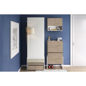 Zestaw mebli do przedpokoju Claro Orzech barcelona / Biały - 137 cm