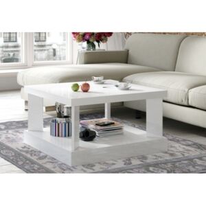 Kwadratowy stolik do salonu w połysku Domino 80x80 biały