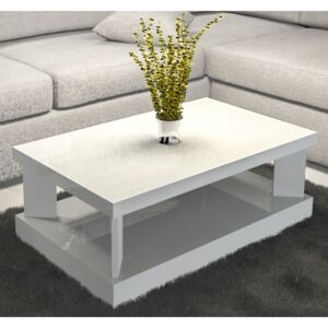 Prostokątny stolik do salonu w połysku Domino 100x60 biały