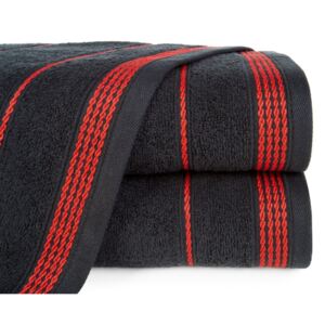 Ręcznik z bordiurą w formie sznurka 70 X 140 cm czarny łazienkowe