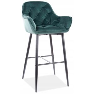 Krzesło Barowe CHERRY Hoker Zielony Welur Loft