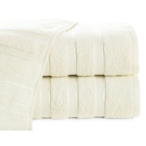 Ręcznik klasyczny podkreślony żakardową bordiurą w pasy 50 x 90 cm kremowy łazienkowe