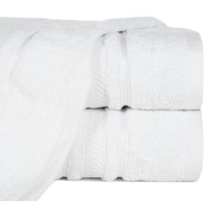 Ręcznik z bawełny egipskiej z żakardową bordiurą podkreśloną lśniącą nicią 70 x 140 cm biały łazienkowe