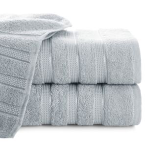 Ręcznik klasyczny podkreślony żakardową bordiurą w pasy 50 x 90 cm srebrny łazienkowe