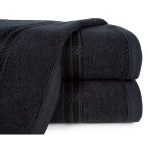 Ręcznik z bordiurą podkreśloną błyszczącą nicią 50 X 90 cm czarny łazienkowe