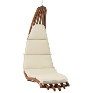 Fotel wiszący drewniany - Leżanka Wave Beż