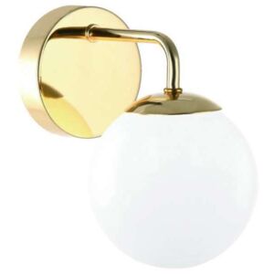 Okrągła LAMPA ścienna BAO PARETTE GOLD IP44 Orlicki Design loftowa OPRAWA szklana kula KINKIET do łazienki IP44 złoty biały