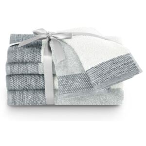 AmeliaHome Komplet ręczników Aria biały/srebrny, 2 szt. 30 x 50 cm, 2 szt. 50 x 90 cm
