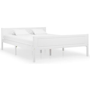 Rama łóżka z litego drewna sosnowego, biała, 140 x 200 cm