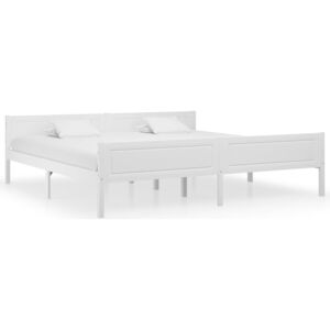Rama łóżka z litego drewna sosnowego, biała, 200 x 200 cm