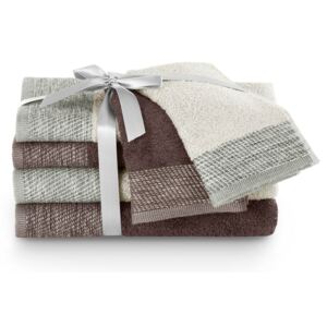 AmeliaHome Komplet ręczników Aria beżowy/brązowy, 2 szt. 30 x 50 cm, 2 szt. 50 x 90 cm
