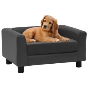 Sofa dla psa, ciemnoszara, 60x43x30 cm, plusz i sztuczna skóra