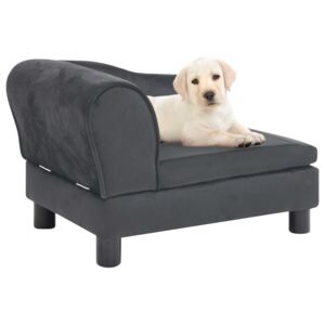 Sofa dla psa, ciemnoszara, 57x34x36 cm, pluszowa