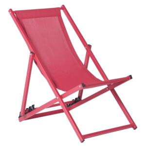 Leżak ogrodowy czerwony aluminiowa rama składany regulowane oparcie krzesło plażowe Beliani