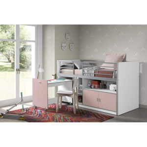 Łóżko piętrowe dla dzieci Bonny Pink Rose z biurkiem - Łóżko z biurkiem