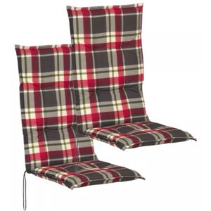 Poduszki na krzesła ogrodowe 2 szt. 117x49 cm w czerwono zielona kratę