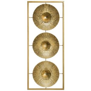 Dekoracja ścienna z motywem parasolek w ramce, 25 x 61 cm, kolor złoty