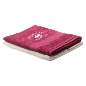 Zestaw bordowego i kremowego ręcznika Beverly Hills Polo Club Tommy Orj, 50x100 cm