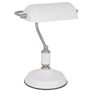 Stojąca LAMPKA gabinetowa PABLO MT-HN2088 WH+S.NICK Italux bankierska LAMPA stołowa biała