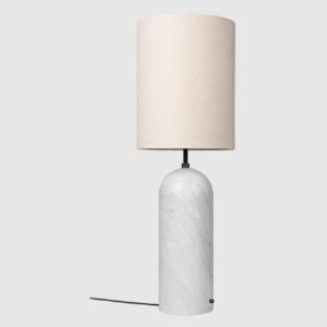 GUBI lampa podłogowa GRAVITY XL WYSOKA biały marmur/naturalne płótno