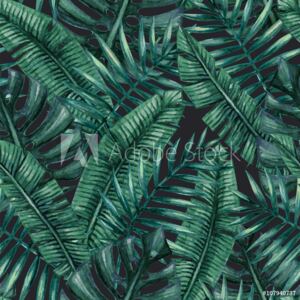 Fototapeta Akwarela tropikalny liści palmowych wzór Ilustracji wektorowych