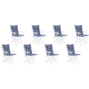 Zestaw 8 poduszek na krzesła ogrodowe niebieskie MAUI