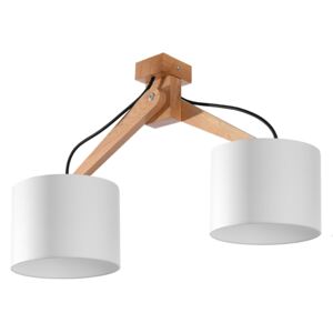 SOLLUX Designerska Lampa Sufitowa LEGNO 2 Biały Abażur Naturalne Drewno