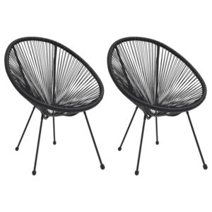 Ogrodowe krzesła księżycowe, 2 szt., rattanowe, czarne
