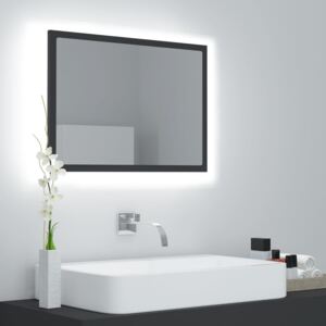 Lustro łazienkowe z LED, szare, 60x8,5x37 cm, płyta wiórowa