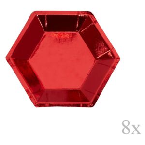 Zestaw 8 czerwonych talerzyków papierowych Neviti Red & White Dots, ⌀ 12,5 cm