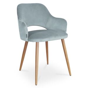 Krzesło MARCY / srebrno-niebieski / noga dąb / BL06
