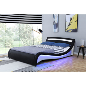 Łóżko z materacem tapicerowane 180x200 1188-1-2b biało-czarne