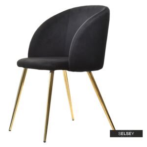 Krzesło Gary czarno - złote tapicerowane z podłokietnikami