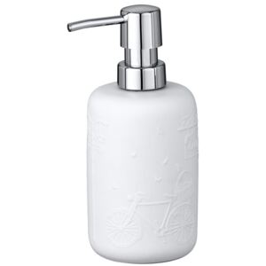 Dozownik z pompką na mydło w płynie lub szampon, ceramiczny pojemnik z tłoczonym wzorem - 400 ml, WENKO