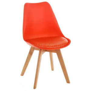 Krzesło KRIS pomarańczowe z poduszką z eko skóry nogi bukowe