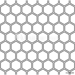Fototapeta Wektor nowoczesny sześciokąt bezszwowe geometria wzór, czarno-biały plaster miodu