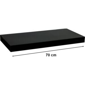 Półka ścienna STILISTA Volato wolnowisząca czarna z połyskiem, 70 cm