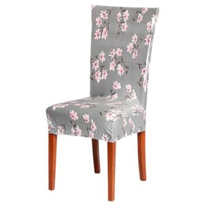 Pokrowiec na krzesło - szary w kwiaty - Rozmiar Siedzisko 38x38 cm, wysokość o