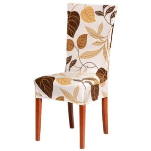 Pokrowiec na krzesło - biały w brązowe liście - Rozmiar Siedzisko 38x38 cm, wysokość o