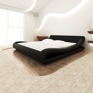 Łóżko z materacem memory, czarne, sztuczna skóra, 180x200 cm