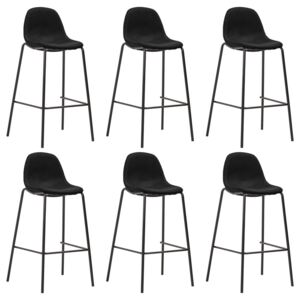 Krzesła barowe, 6 szt., czarne, tapicerowane tkaniną