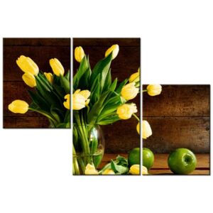 Obraz Żółte tulipany, 3 elementy, 90x60 cm