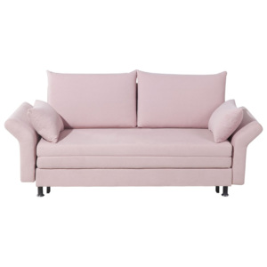 Rozkładana sofa tapicerowana różowa EXETER