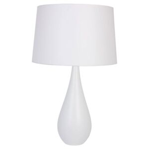 Biała skandynawska lampa stołowa z abażurem - S224-Artela