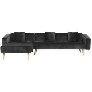Sofa narożna rozkładana BELIANI Vadso, prawostronna, czarna, 72x303x98 cm