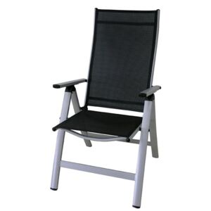Krzesło ogrodowe rozkładane LONDON srebrny + czarny