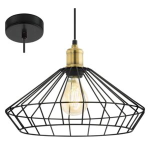 Lampa wisząca EGLO Denham, 1x60 W, E27, czarna, 110x35,5 cm